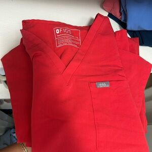 Figs Scarlet V-Neck Scrub Top